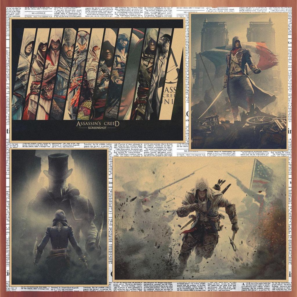 Assassin's Creed Retro Kraft Paper Wall Poster Mural 250