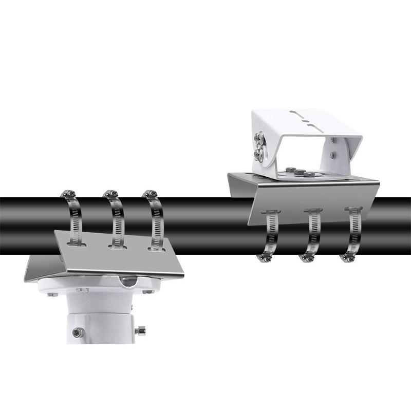 1 Set Staffa di Monitoraggio per Palo Esterno Piastra Adattatore Universale Cerchio Lungo 100/200 mm con Pannello di Montaggio Fotocamera in Acciaio Inossidabile