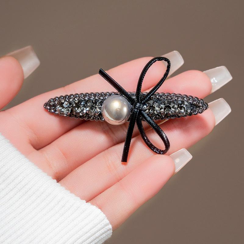 Elegant 2025 Korean Bow Pearl Rhinestone Hair Clip - Internet Celebrity Style