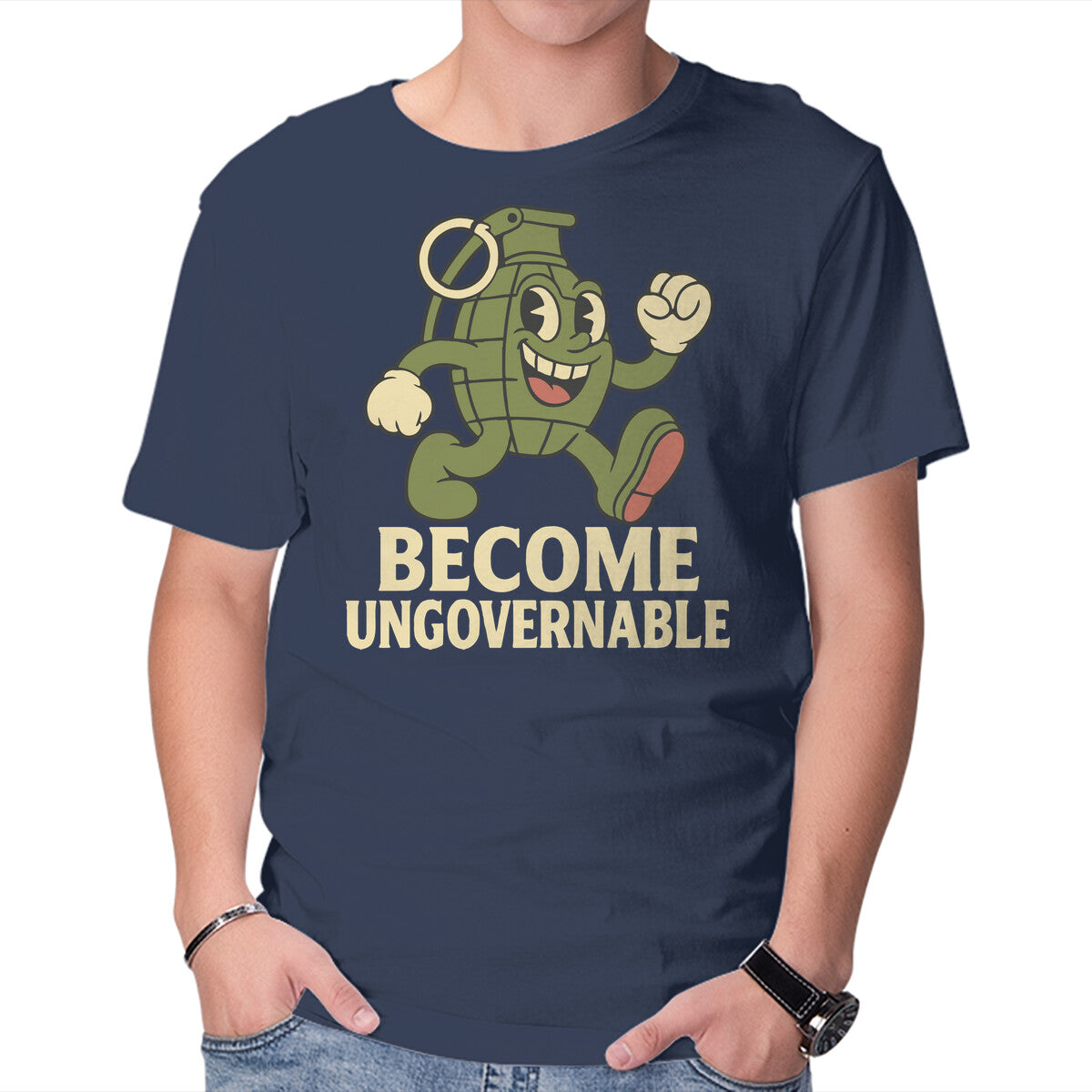 Unisex Crew Neck T-Shirt Become Ungovernable Graphic Short Sleeve Casual Tee XXXXL