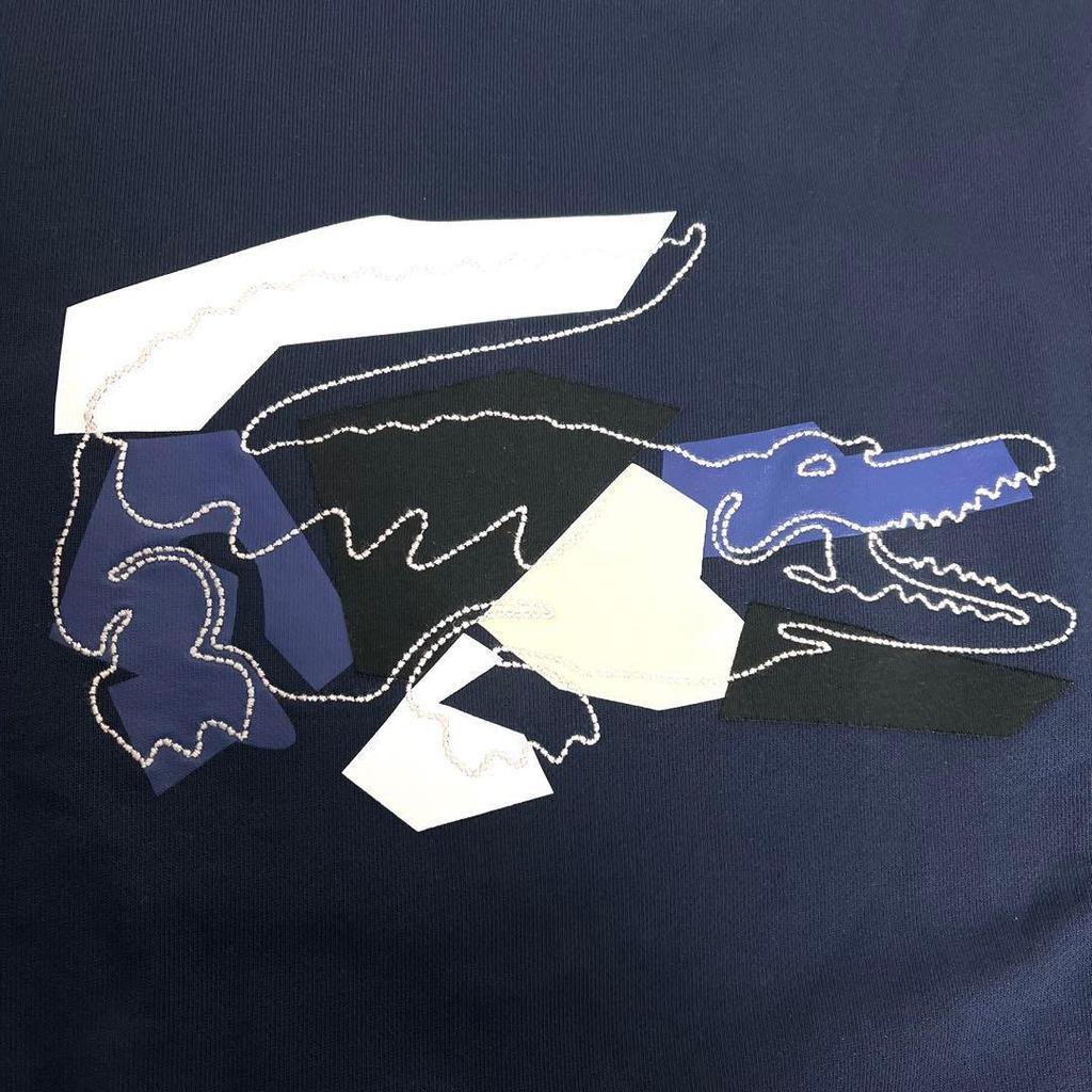 Used LACOSTE 22SS Stitch & Print Crocodile Sweatshirt Navy M
