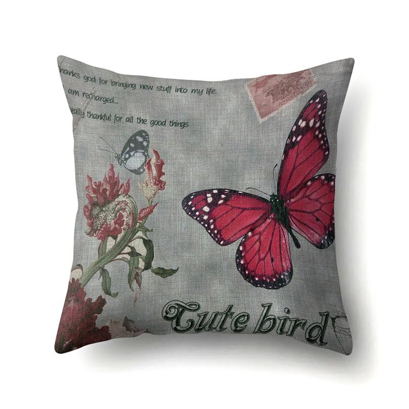 Polyester Pillowcase Peach Leather Velvet Decoration Printed Butterfly Pillowcase Waist Cushion Cover Car Cushion Head Cushion Cover