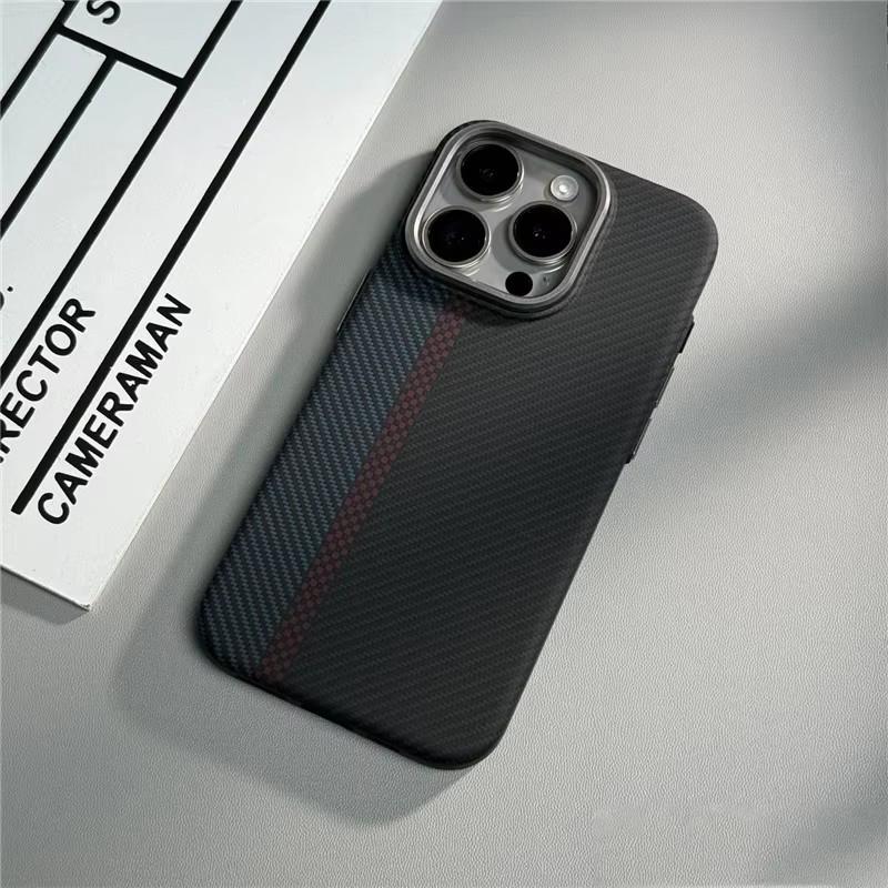 Geometric Carbon Fiber Texture 3D Relief For Magsafe Case For Iphone 13 15 14 12 16 17 Pro Max Wireless Charging Hard Case Cover