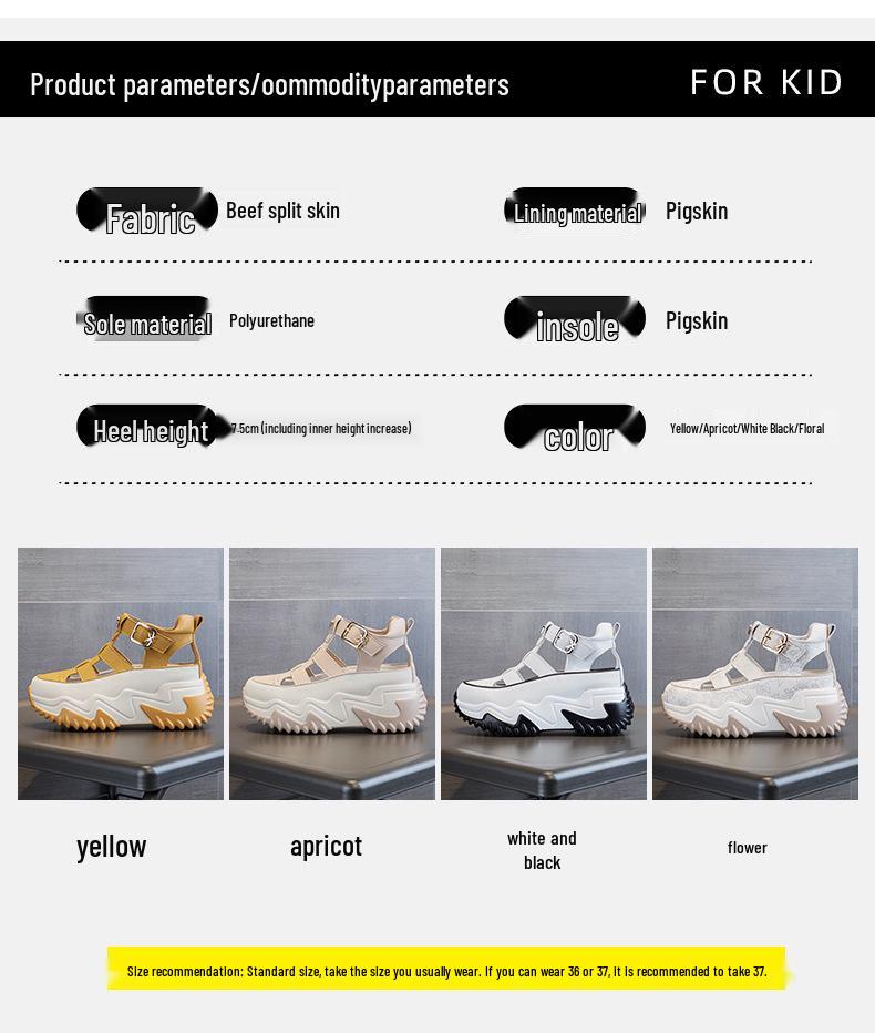 2024 Damen Echtleder Atmungsaktive Höhenvergrößernde Sandalen, 7 cm Dicke Sohle, Vielseitig & Lässig