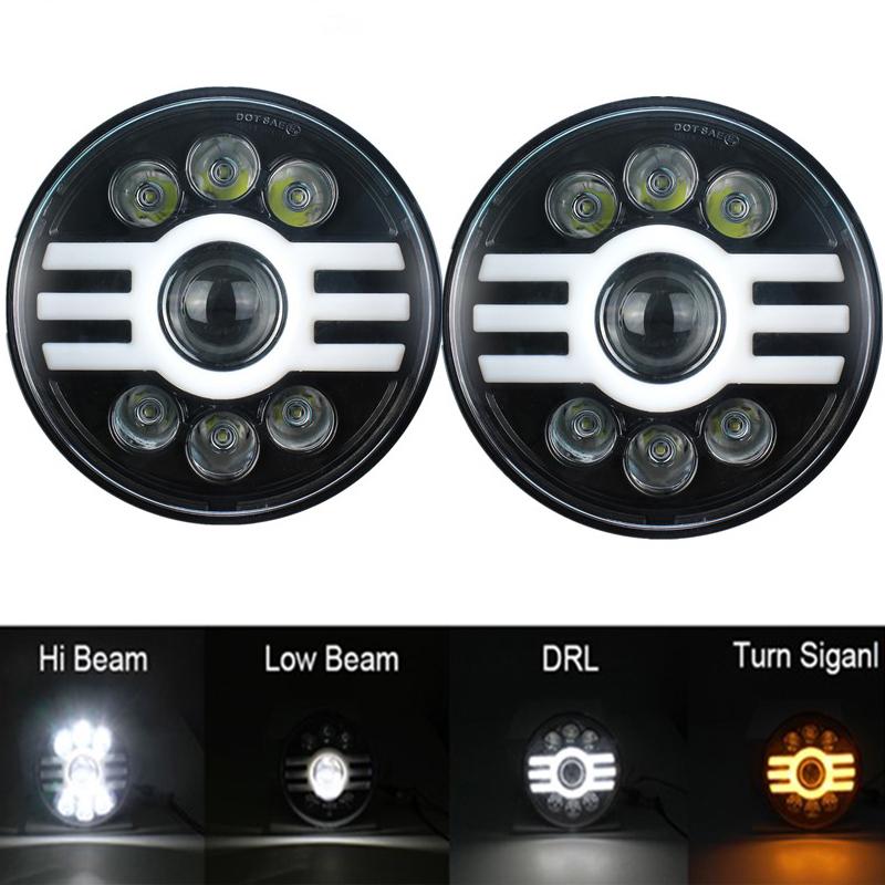 For Nissan Patrol Y60 Hummer H1&H2 Lada 4X4 7inch LED Headlight DRL For Jeep Wrangler TJ JK LJ CJ 7inch for Land Rover Defender