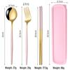 Portable Pink Gold Stainless Steel Cutlery Set