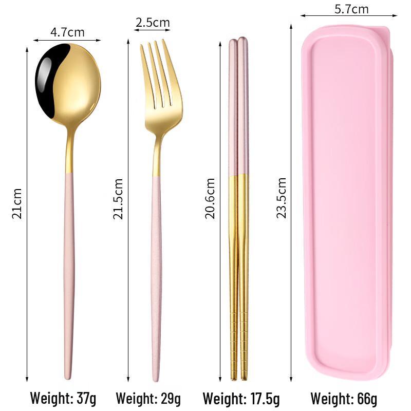 Portable Pink Gold Stainless Steel Cutlery Set