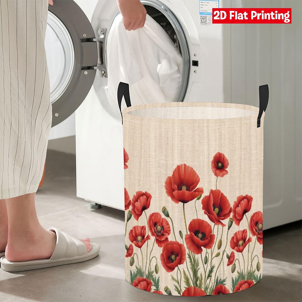 Collapsible Laundry Basket Large Round Waterproof Fabric Hamper Dirty Clothes Storage Bin Toy Organizer with Handles