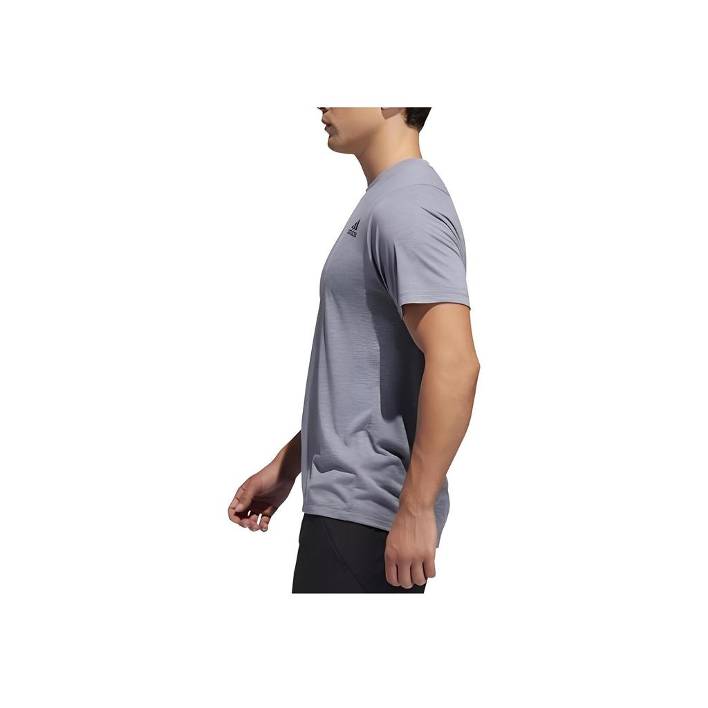 Adidas Solid Color Logo Crew Neck Sports Tee Men Tops Gray EH4719