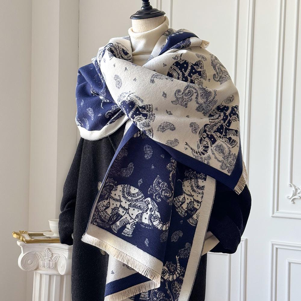New Autumn and Winter Warm Thickened Cashmere Imitation Scarf Women Dignified Atmosphere Air Conditioning Shawl Scarf
