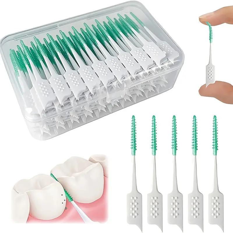 20PCS Fashionable and Easy To Use Mini Dental Floss Brush Orthodontic Soft Rubber Soft Bristle Cleaning Brush Interdental Brush To Clean The Mouth