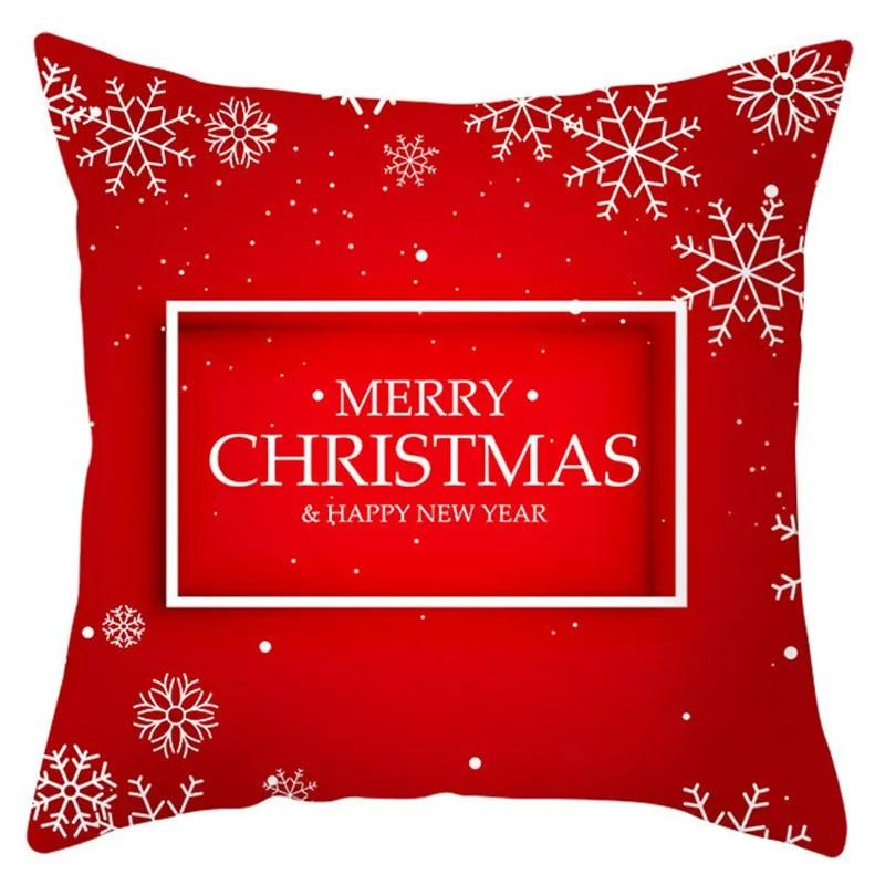 Christmas Decoration Pillow Cover Christmas Hat Christmas Tree Santa Elk Text Gift Gingerbread Man Sofa Home Decor Pillow Cover