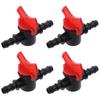 4PCS Aquariums Plastic Barbed Ball Valve Red & Black with Hose Barb Shut-Off Switch 8mm ID Hose Valve Water,Oil,Gas