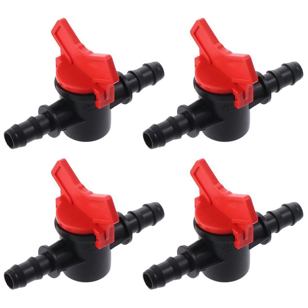 4PCS Aquariums Plastic Barbed Ball Valve Red & Black with Hose Barb Shut-Off Switch 8mm ID Hose Valve Water,Oil,Gas