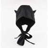Lace-up Little Devil Hat Solid Color Headscarf Hat Funny Lace-up Pullover Hat  For Girls
