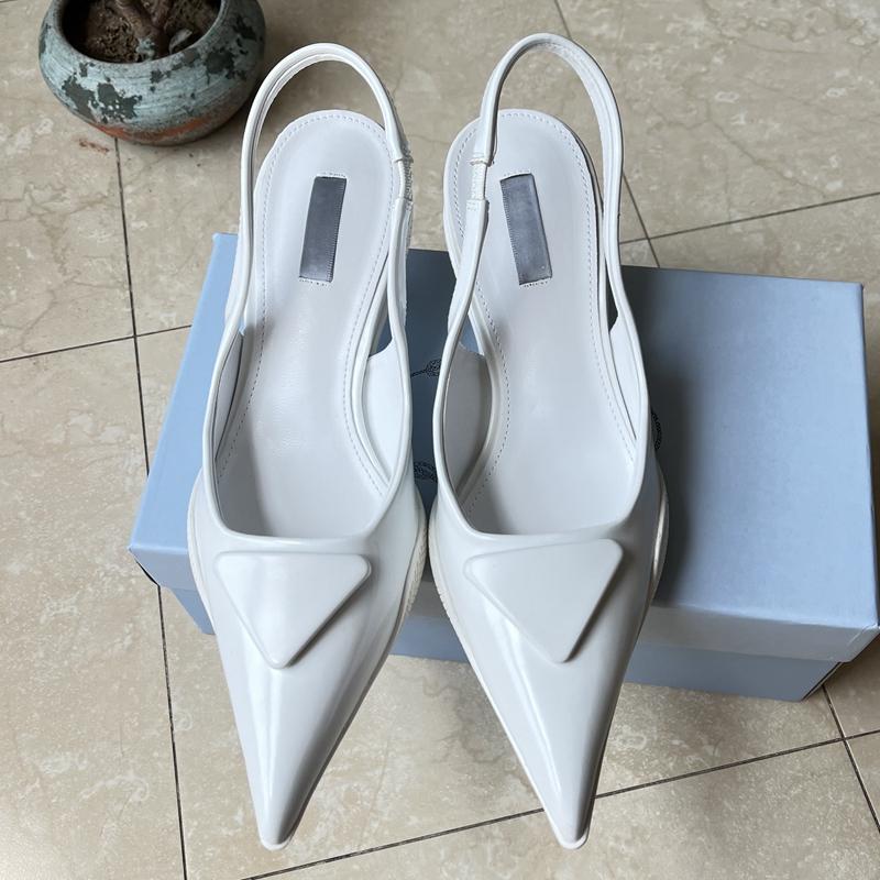 Cheap 2023 The New Triangle Letter Pointed Cat Heel Sandals Female Back