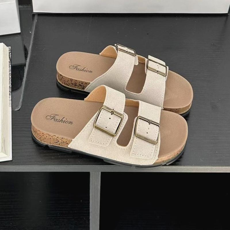 Fashion 2025 Comfortable Women's Cork Sandals Summer Outdoor Slippers Thick Bottom Beach Slippers