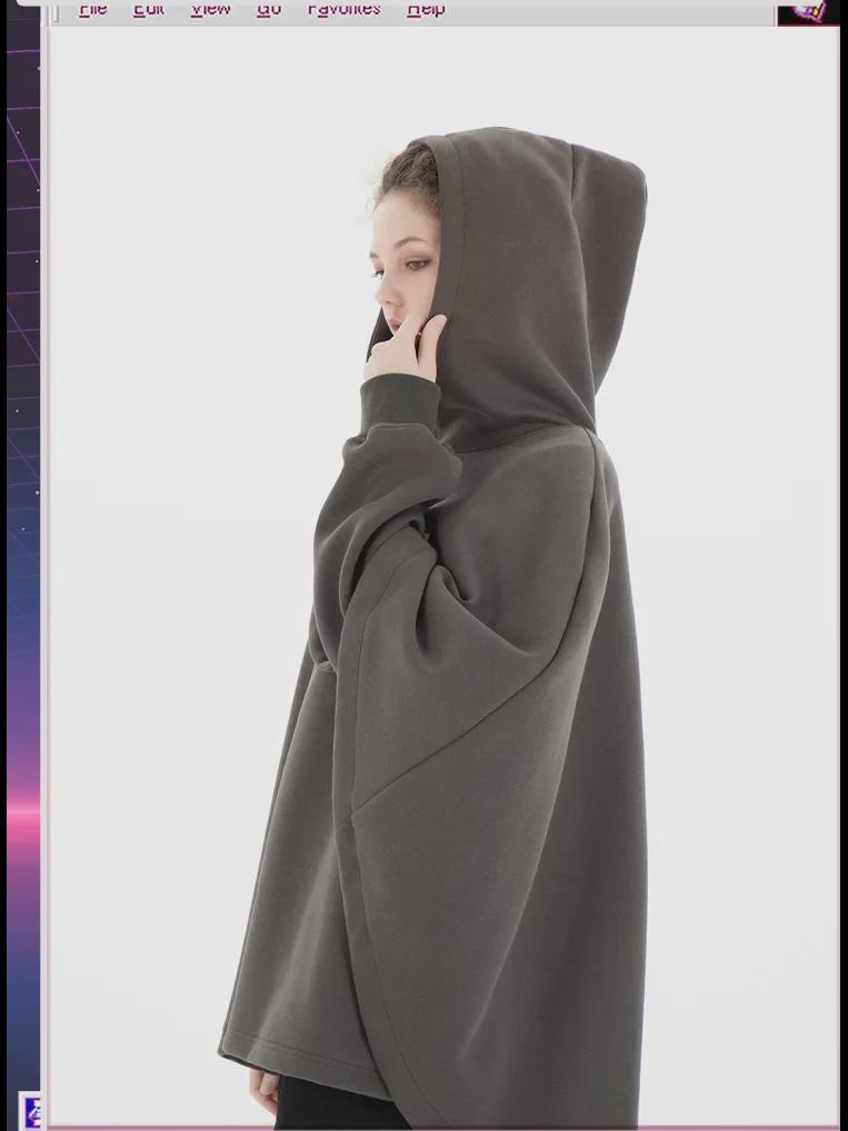 Men's Embroidered Functional Sweatshirt Cape - Spring/Autumn Loose Fit