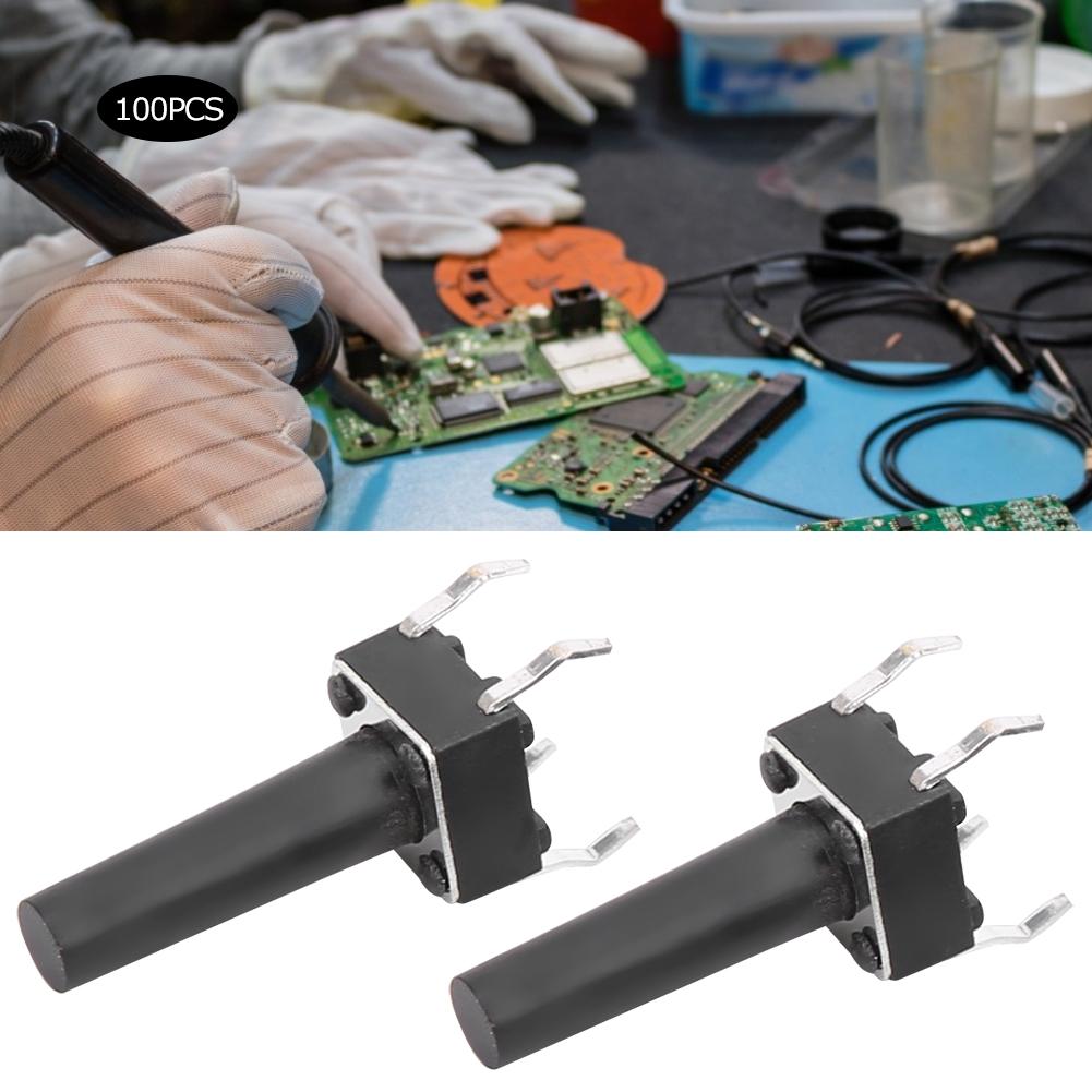 

100 шт. Миттєва тактильна кнопка Мікрокнопка Інженерний пластик DC12V 50мА DIP 6 x 6 x 15 мм