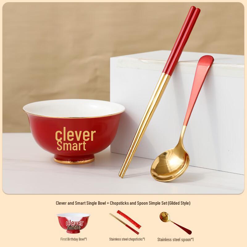 Baby s First Birthday Gold-Painted Ceramic Bowl Set