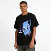 Funny Blue Cat & Gentleman Bird Graphic Tee Unisex Casual Loose Fit Crewneck Short Sleeve Top Pure cotton T-shirt