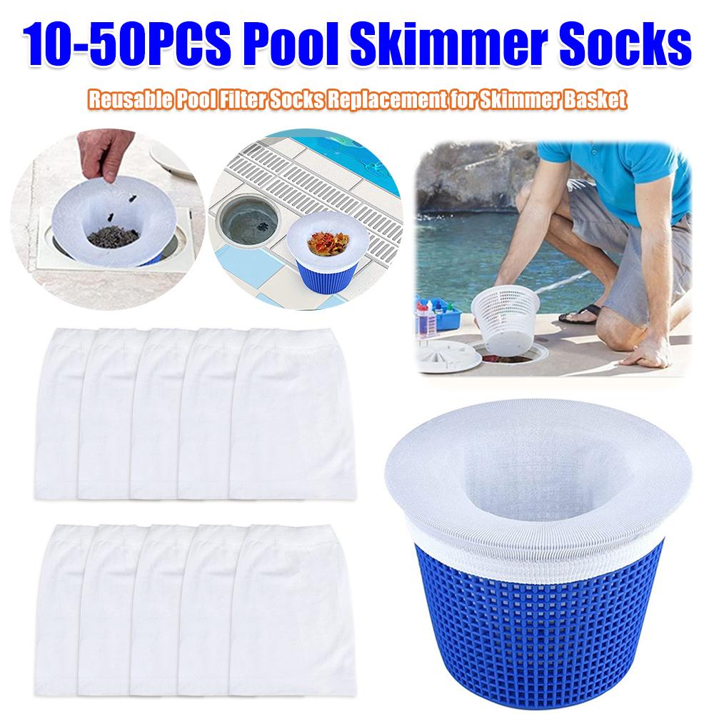 Pool Skimmer Socks Reusable Filter Replacement Savers Nylon Mesh Debris Leaves Catcher for In-Ground Above Ground Pools