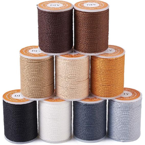 Craftdady 9 Rolls 1mm Waxed Polyester Twine Cord Macrame Braided Bracelet Making Beading Thread String Twisted Trim Cord for Friendship Jewelry
