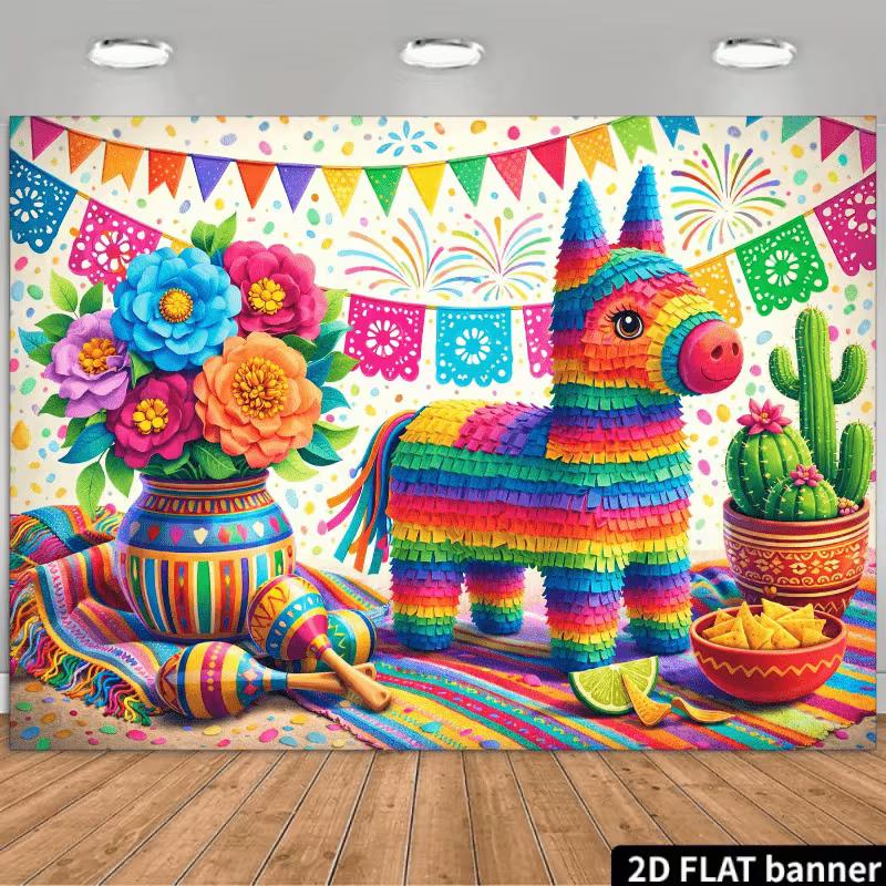 2D Colorful Pinata Fiesta Backdrop Mexican Themed Party Photography 47.2x31.5inch/120*80cm