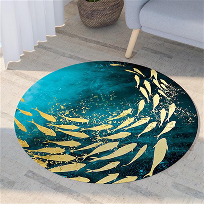 Nordic Flora and Fauna Geometric Printing Pattern Circular Carpet Home Living Room Sofa Bedroom Floor Decoration Carpet