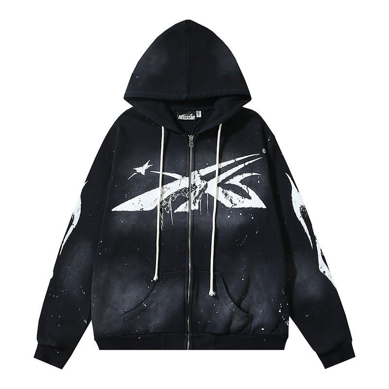 Mens Womens Oversized Hooded Sweatshirt Streetwear Vintage Washed Cotton Pullover Casual Long Sleeve