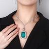 Jewelry Copper Bottom Gold-Plated Imitation Emerald Pendant Necklace Stone 20 * 28
