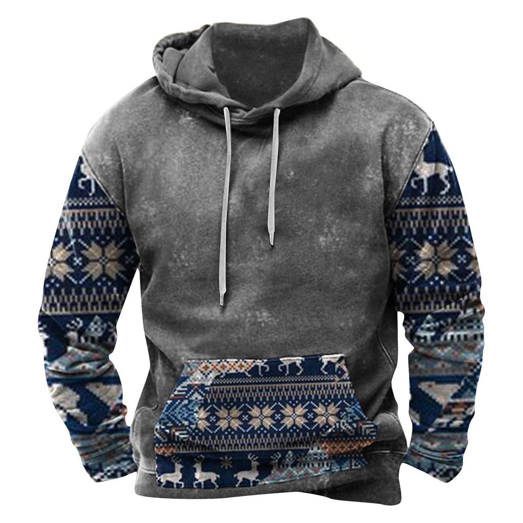 Luźny męski i damski sweter z kapturem i długim rękawem z modnym nadrukiem