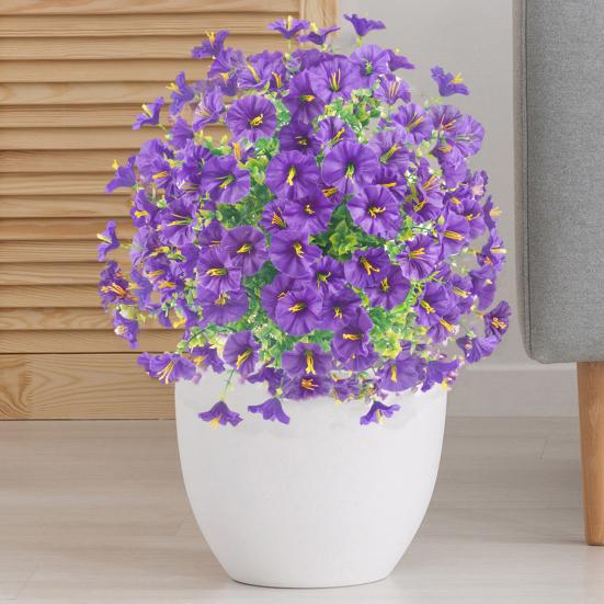 Artificial Morning Glory Ball 22" All-Weather Fake Topiary Ball with Ground Spike Faux Greenery Bushes Plants for Outdoor Garden Indoor Decor