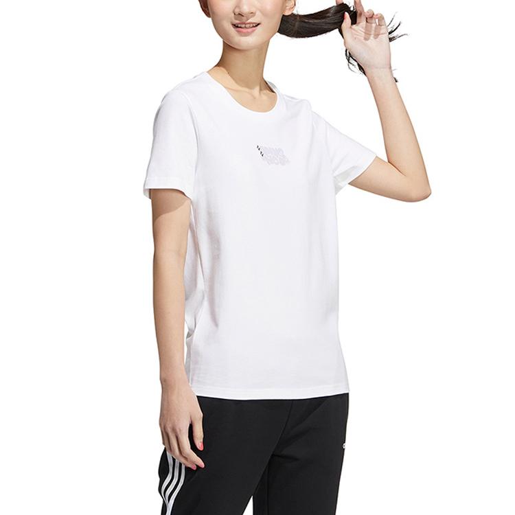 Adidas Neo Letter Print Casual Sport Breathable Short-Sleeve T-Shirt Women Tops White HS6836