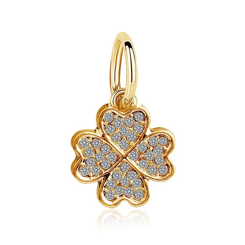 

1PC Silver Plated Lucky Clover Dangle DIY Pendant European Bead Charms Fit Charm Bracelets & Bangles золотой