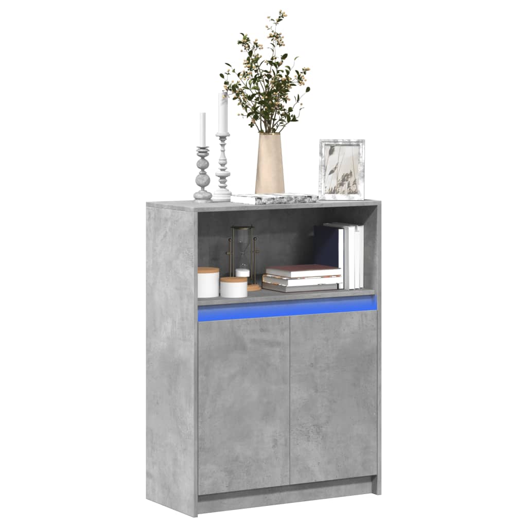 Sideboard with LED Lighting Concrete Grey 72 x 34 x 100 cm Engineered Wood
