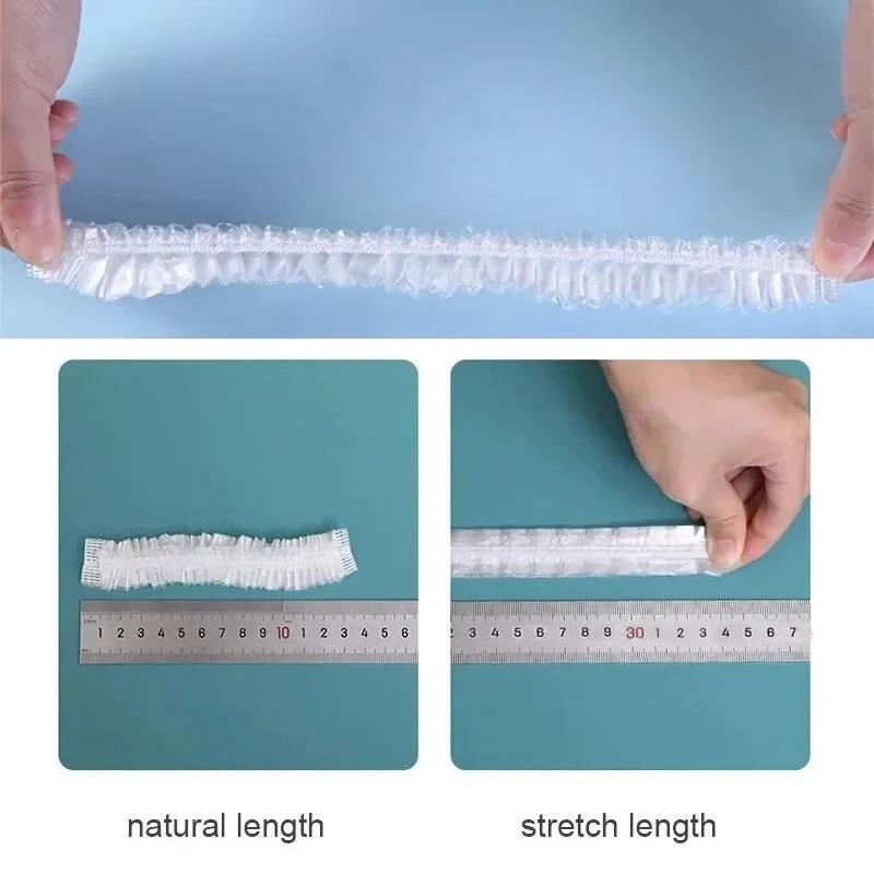 100Pcs Disposable Children Shower Cap For Hair Elastic Mesh Shape Plate Plastic Wrap Cover Food Grade Food Cover