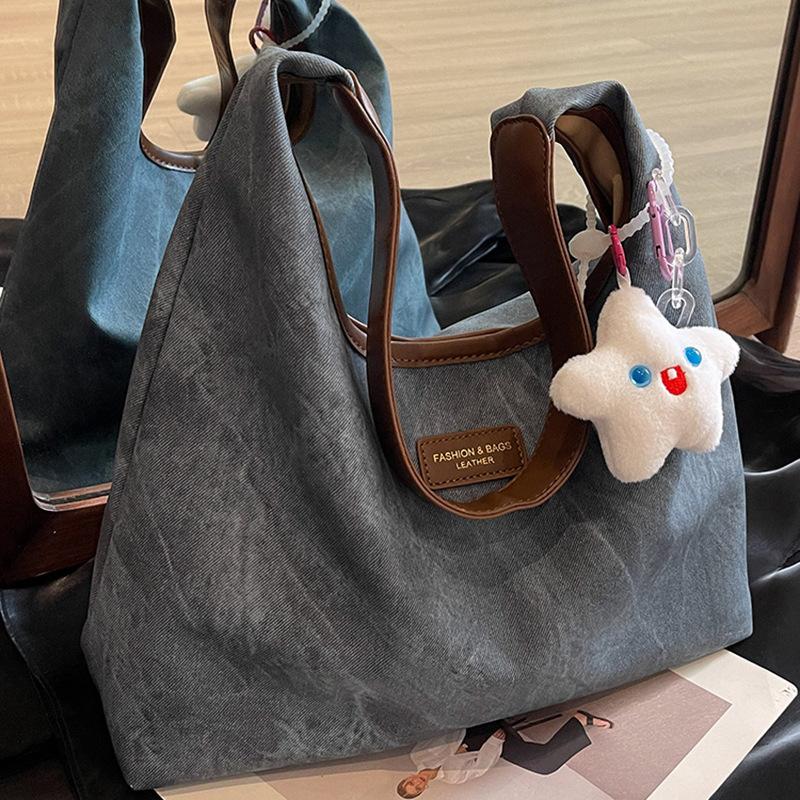 Tote Bag New Large-capacity Women's Bag Commuting Canvas Denim Bag Underarm Shoulder Bag