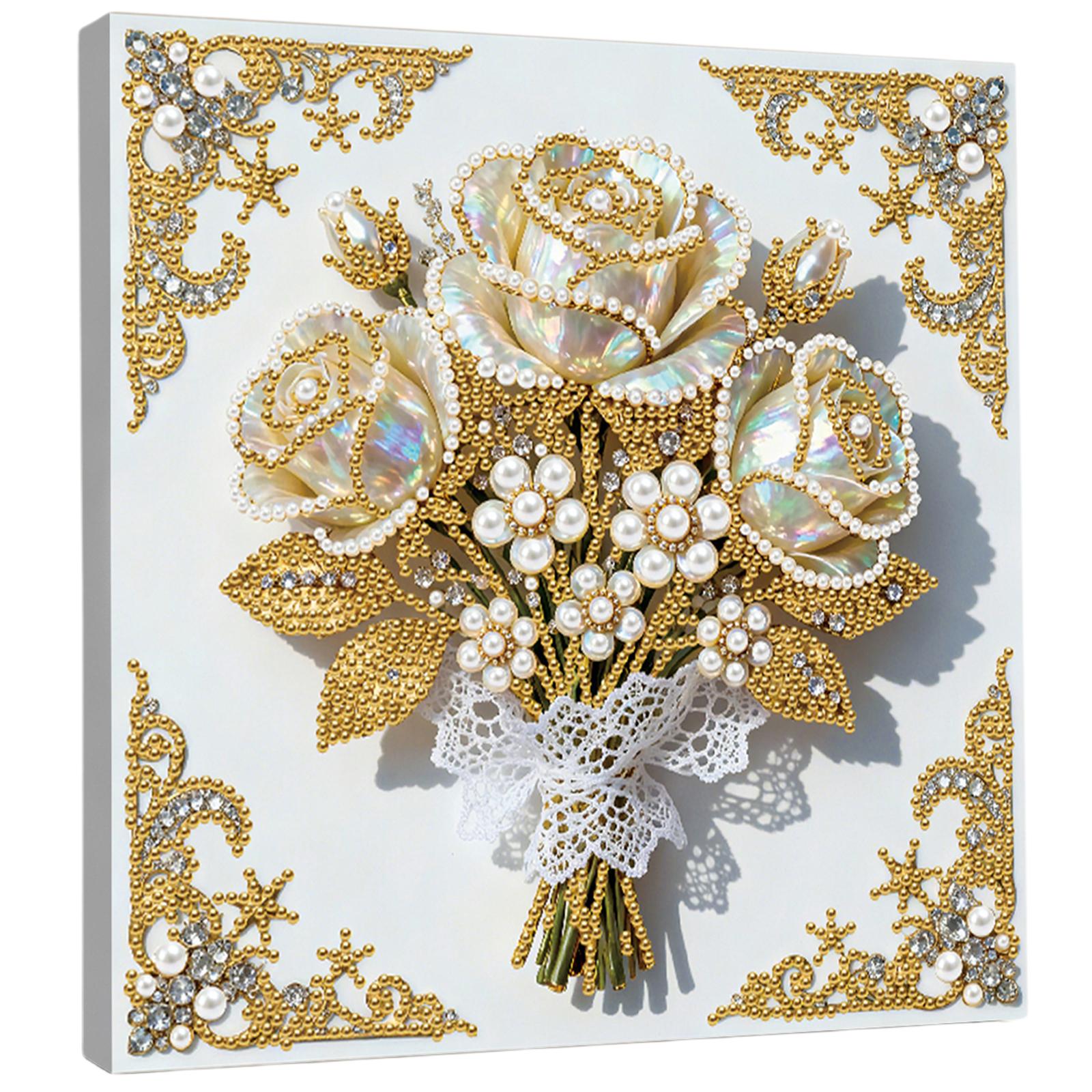 

DIY Pearl Gem Paintings Picture Arts Craft for Adults Beginners Home Wall Decor 25x25cm With Frame