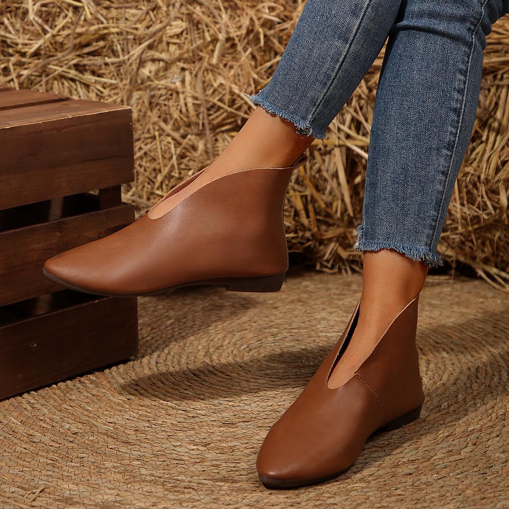 Outdoor Shoes Women 2024 High Quality Ankle Women's Boots Concise Modern Boots Women Low Heel Slip On Plus Size Shoes Female