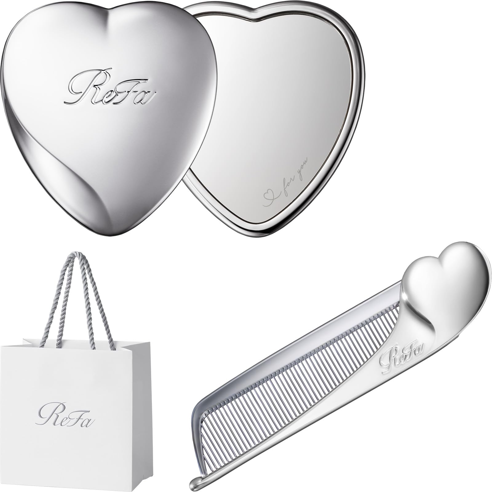 Store ReFa HEART MIRROR ReFa HEART Comb Aira Set Silver [Official Exclusive] + /