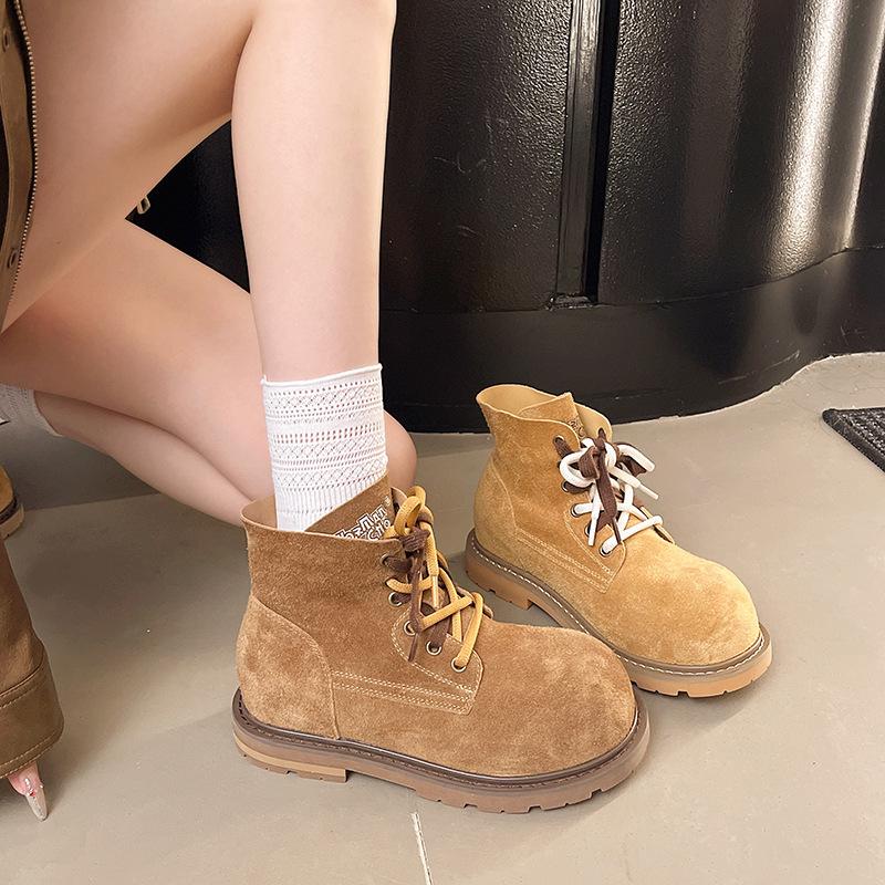 Thick-soled kapibara big-headed martin boots women's 2025 summer thick-soled big yellow boots retro locomotive short boots knight boots