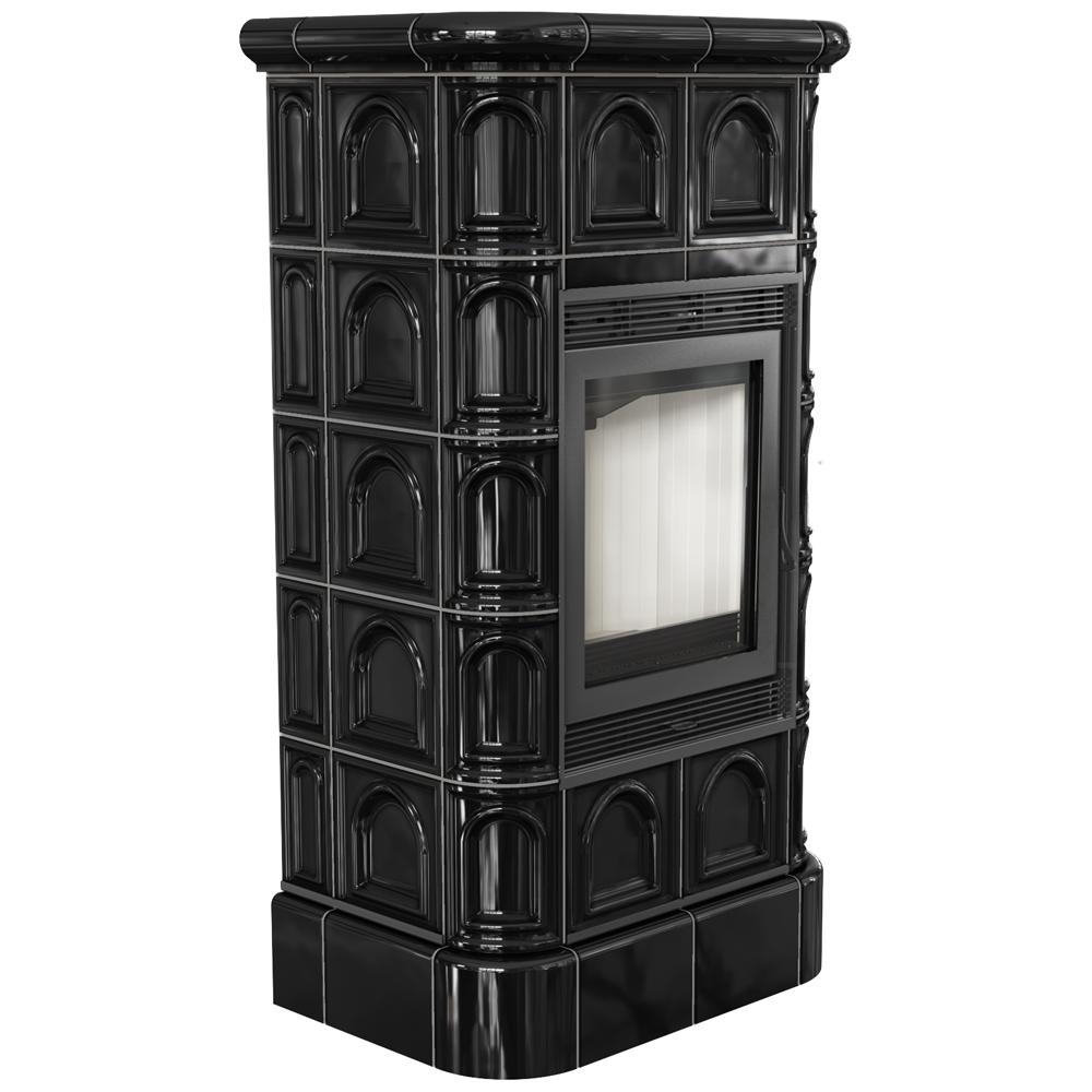 KRATKI tiled stove BLANKA 8kW Ø160 black wood EcoDesign with accessories