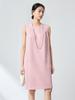 Elegant Light Pink Silk-Wool Blend Age-Reducing Sleeveless Long Dress - Spring Collection