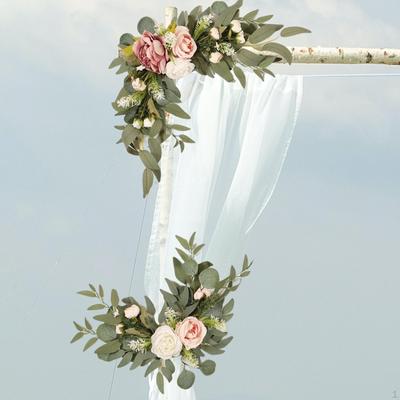 2 Pieces Wedding Arch Flowers Floral Arrangement Artificial Flower Swag for