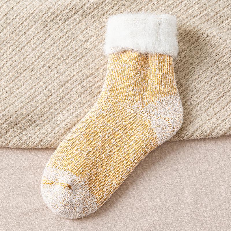 Women’s Extra Thick Fleece-Lined Terry Wool Socks - Warm, Cold Resistant Mid-Calf Snow Socks