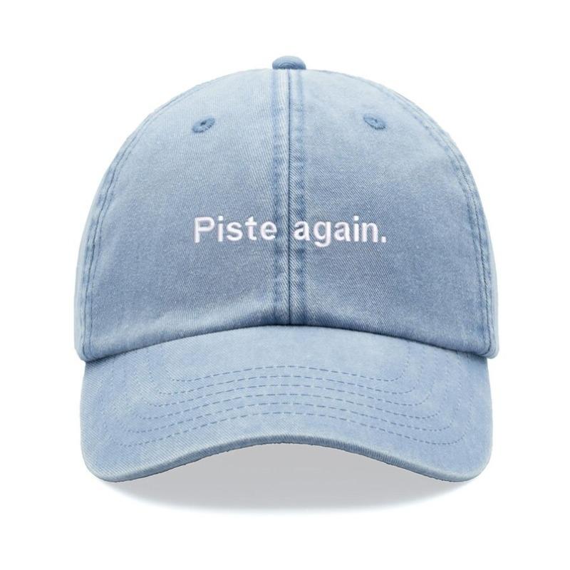 1pc Piste Again Printed Retro Style Washed Baseball Cap for Women,outdoor Leisure Distressed Sun Cap for Casual Wear,beach Party