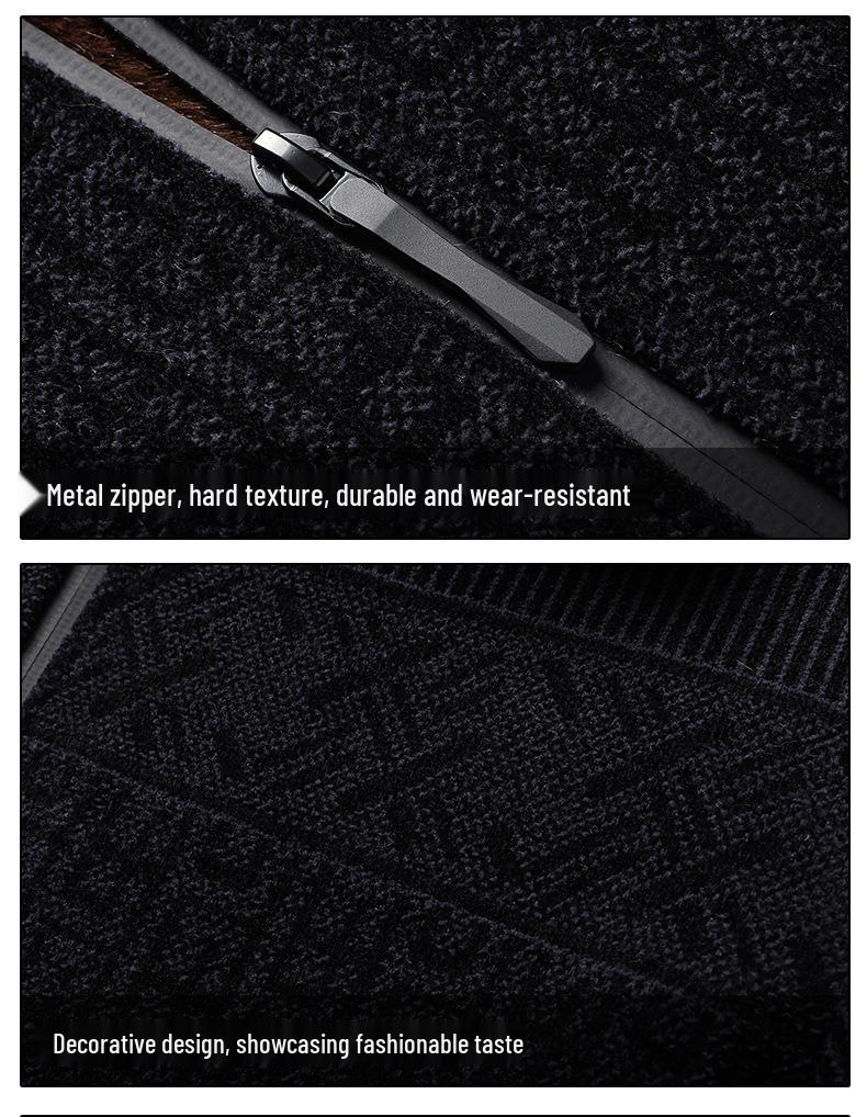 Men's Chenille Wool Jacket - Autumn/Winter, Plus Velvet, Thickened, Warm, for Middle-aged and Elderly