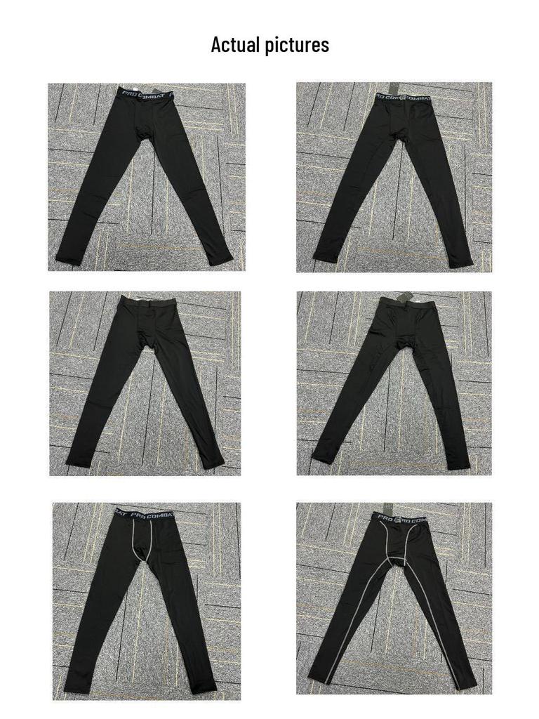 Men's Fleece-Lined Sports Tights: Warm, High-Elasticity, Quick-Dry Base Layer for Running, Basketball, and Training.