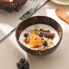 Natural Coconut Shell Bowl Polished Wood Bowl for Smoothie Yogurt Dessert Sugar Water Fruit Salad Oatmeal Milkshake